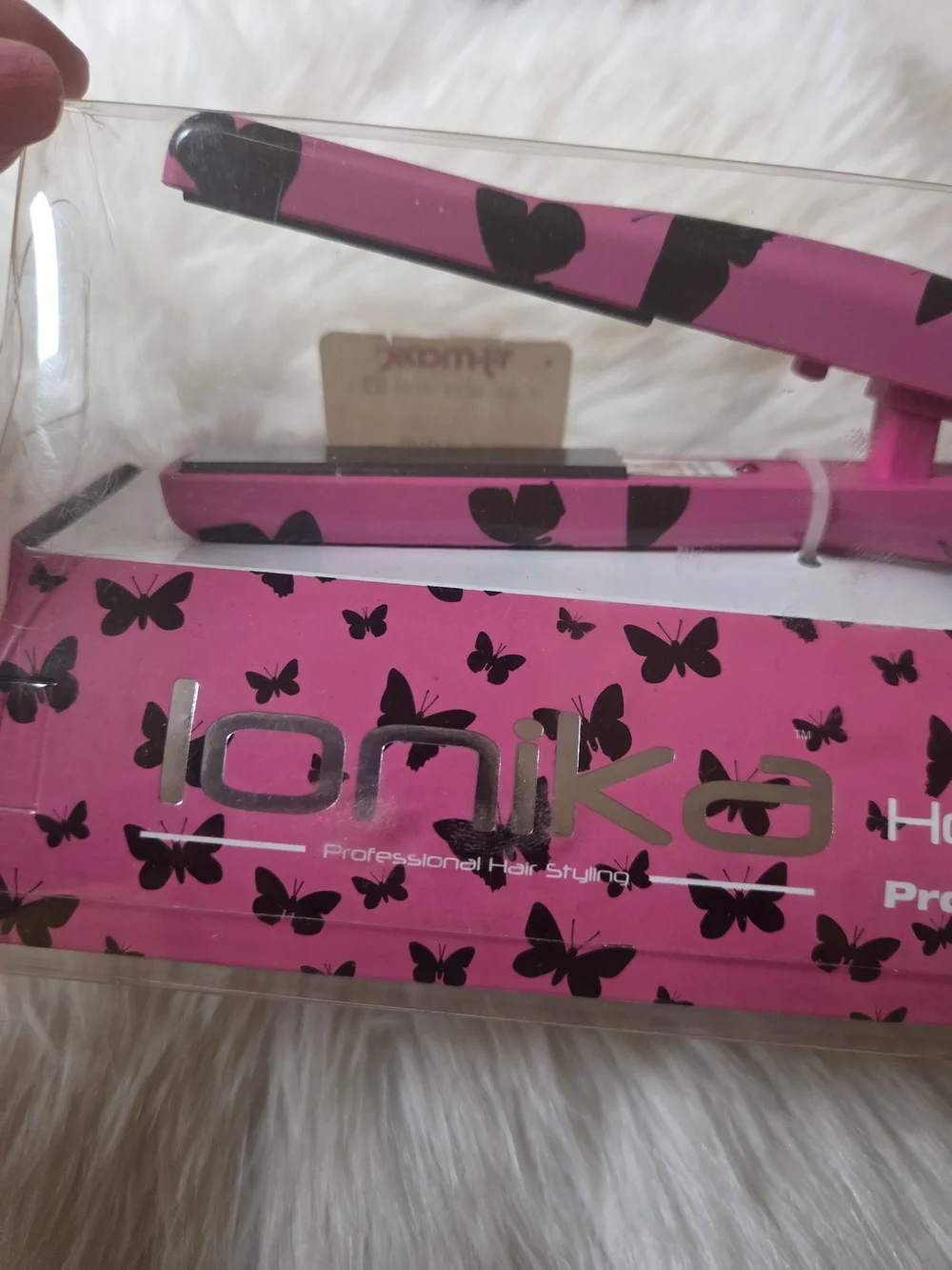 New Ionika Hot Pink Mini Travel Hair Straightener Butterfly